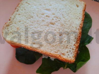 Vegetariškas sumuštinis su dešra ir špinatais Žingsnis 4