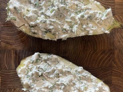 Kepti baklažanai česnako padaže Žingsnis 3