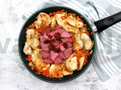 Vištiena su pupelėmis ir dešra Žingsnis 3