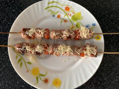 Kumpio šašlykai su pomidorais ir sūriu Žingsnis 6