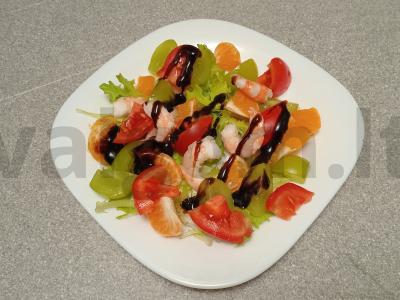 Salotas su krevetėmis, mandarinais ir vynuogėmis Žingsnis 7