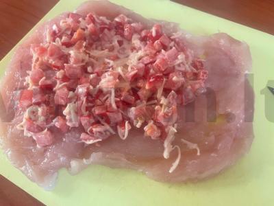 PP ritinėliai iš vištienos krūtinėlės Žingsnis 3