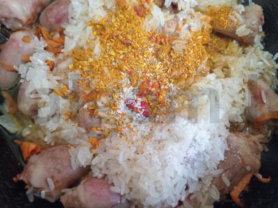 Jazminų ryžių plovas su vištienos širdelėmis Žingsnis 5