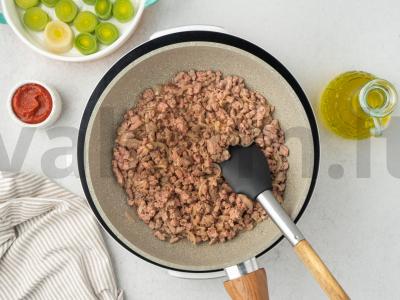 Porų apkepas su mėsa Žingsnis 3