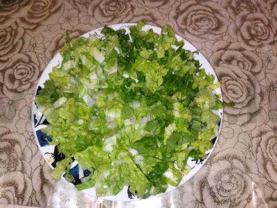 Namų salotas „Cezaris su krevetėmis“ Žingsnis 1