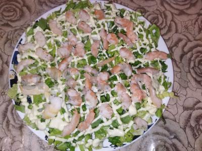 Namų salotas „Cezaris su krevetėmis“ Žingsnis 3