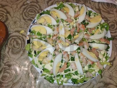 Namų salotas „Cezaris su krevetėmis“ Žingsnis 4