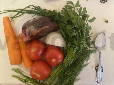 Jautienos kepenų sriuba su pomidorais „Donorska“ Žingsnis 1