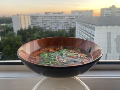 Jautienos kepenų sriuba su pomidorais „Donorska“ pagrindine nuotrauka