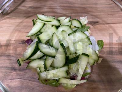 PP salotas su agurkais ir krevetėmis Žingsnis 6