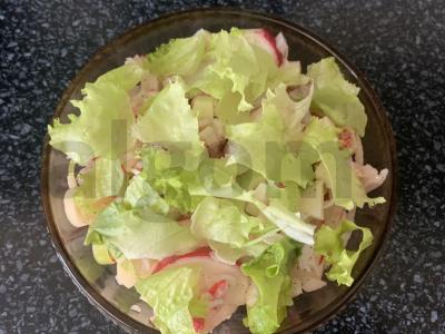 Salotas su sūriu, krabų mėsa ir daržovėmis pagrindine nuotrauka