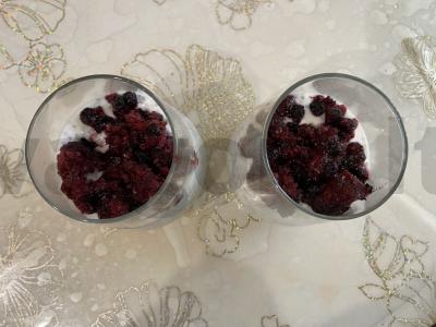 Grietinės desertas su mėlynių uogiene, chia sėklomis ir moliūgų sėklomis Žingsnis 5