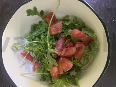 Salotas su traškiu baklažanu ir minkštu varškės sūriu Žingsnis 4