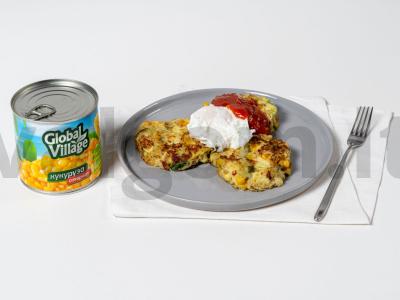 Kukurūzų ir cukinijų blynai pagrindine nuotrauka