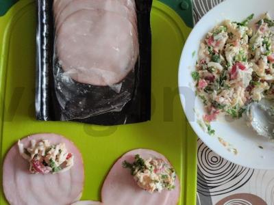 Užkandis iš karbonado su kiaušiniu, kalendra ir vyšniniais pomidorais Žingsnis 7