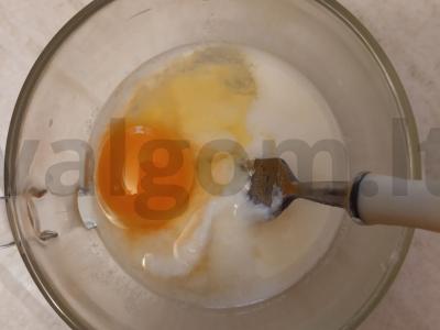 PP duonos receptas su mačoni iš avižinių dribsnių su skaidulomis Žingsnis 1