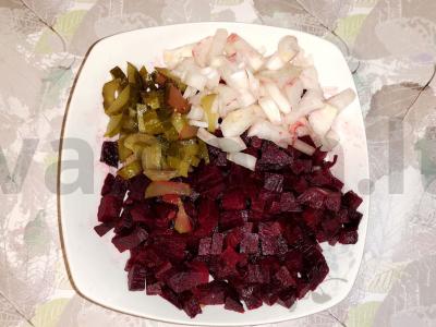 Salotas su burokėliais „Nedovinigret“ Žingsnis 2