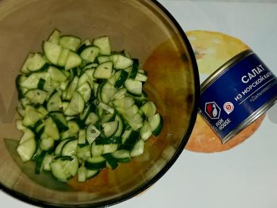 Jūros dumblių salotos su daržovėmis ir kiaušiniu Žingsnis 1