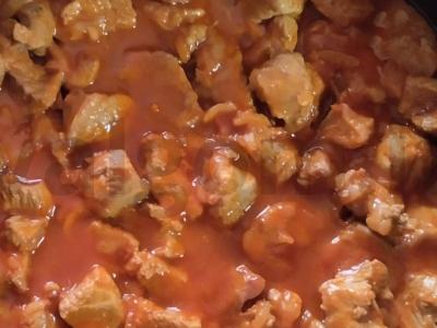 Kalakutiena pomidorų padaže keptuvėje pagrindine nuotrauka