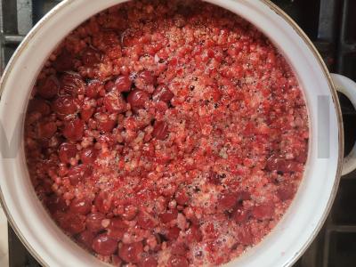 Kvapnus kompotas su vyšniomis, avietėmis ir šermukšnio uogomis Žingsnis 1