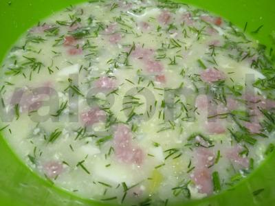 Okroška su rūkytomis dešromis ant duonos kvašo Žingsnis 8