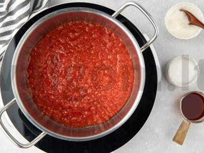 Paprikų ir pomidorų lečo Žingsnis 4