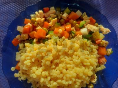 Šiltas salotas su daikonu, šparaginėmis pupelėmis ir cukinijomis Žingsnis 5