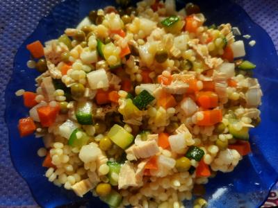 Šiltas salotas su daikonu, šparaginėmis pupelėmis ir cukinijomis Žingsnis 6