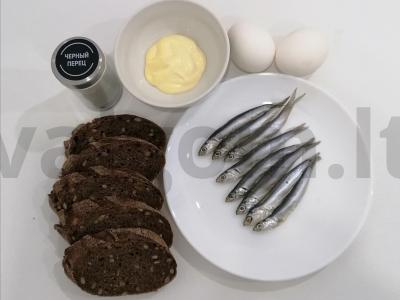 Užkandis „Sumuštiniai-juostelės“ Žingsnis 1