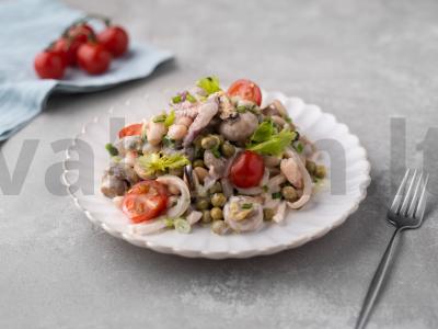 Salotos su balta konservuota pupelėmis ir žirneliais pagrindine nuotrauka