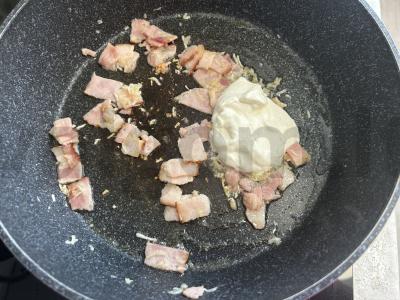 Grietinėlės makaronai su šonine per 15 minučių Žingsnis 3