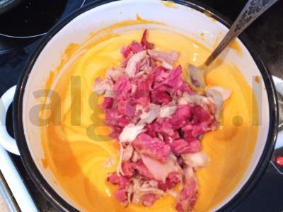 Moliūgų kremas su rūkytais mėsos gaminiais Žingsnis 12