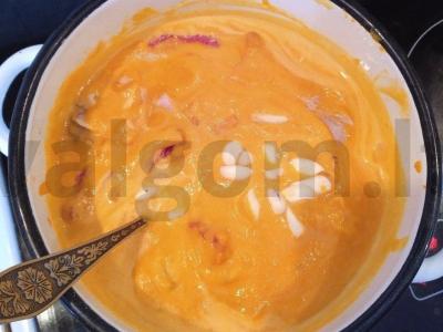 Moliūgų kremas su rūkytais mėsos gaminiais Žingsnis 13