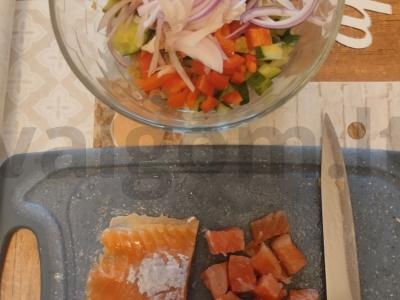 Quinoa salotos su raudona žuvimi Žingsnis 4