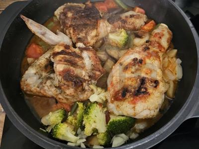 Vištiena ant grotelių su daržovėmis ir makaronais Žingsnis 11