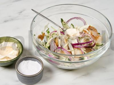 Salotas „Mano žuvis“ iš menkės ir kopūstų Žingsnis 8