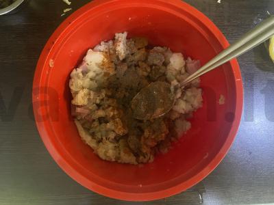 Bulvės su vištienos faršu ir kumpiu Žingsnis 7