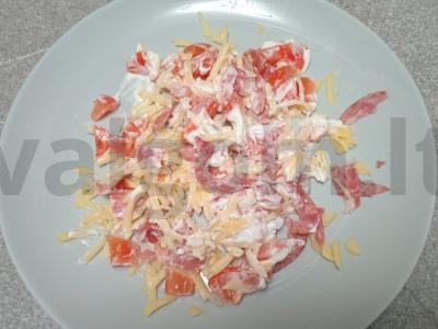 Traškūs trikampiai iš lavašo su salchichon dešra Žingsnis 5