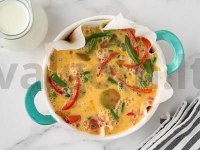 Žalioji pupelė, kepta su kiaušiniais ir daržovėmis Žingsnis 5