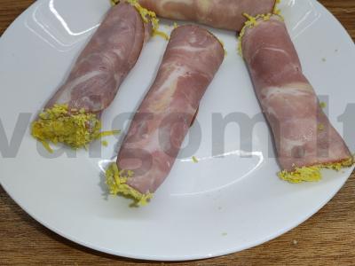 Sūrio ir kumpio ritinėliai Žingsnis 8