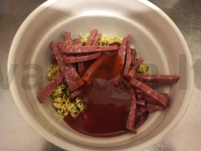 Greito paruošimo makaronai su dešra ir petražolėmis Žingsnis 3