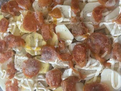 Bulvių ir faršo apkepas vakarienei Žingsnis 4