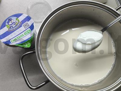 Rūgštus pienas iš virto pieno su grietine Žingsnis 2