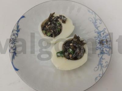 Kiaušinis, įdarytas jūros kopūstais su keptais sezamo sėklomis pagrindine nuotrauka