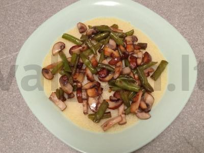 Pusryčiai su kuskusu, grybais ir žaliąja pupelių ankštimi Žingsnis 8