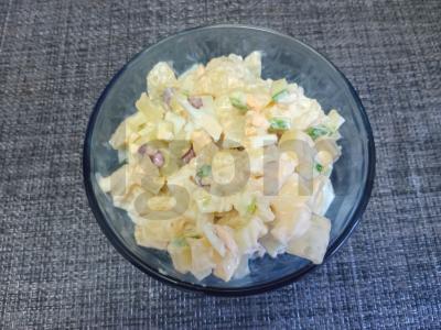 Bulvių salotas su konservuotomis pupelėmis ir marinuotais grybais Žingsnis 7