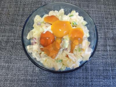 Bulvių salotas su konservuotomis pupelėmis ir marinuotais grybais Žingsnis 8