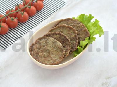 Vištienos kepenėlių blynai keptuvėje pagrindine nuotrauka