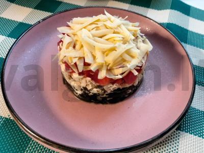 Švelnus jūros dumblių salotas su vištiena ir pomidorais Žingsnis 9