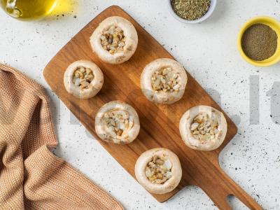 Kepti pievagrybiai su sūriu ir šonine Žingsnis 4